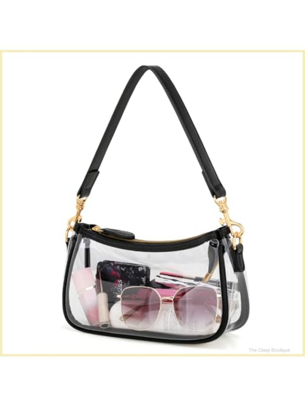 Small PVC Clear Shoulder Bag Mini Purse with Zipper & Chain Strap